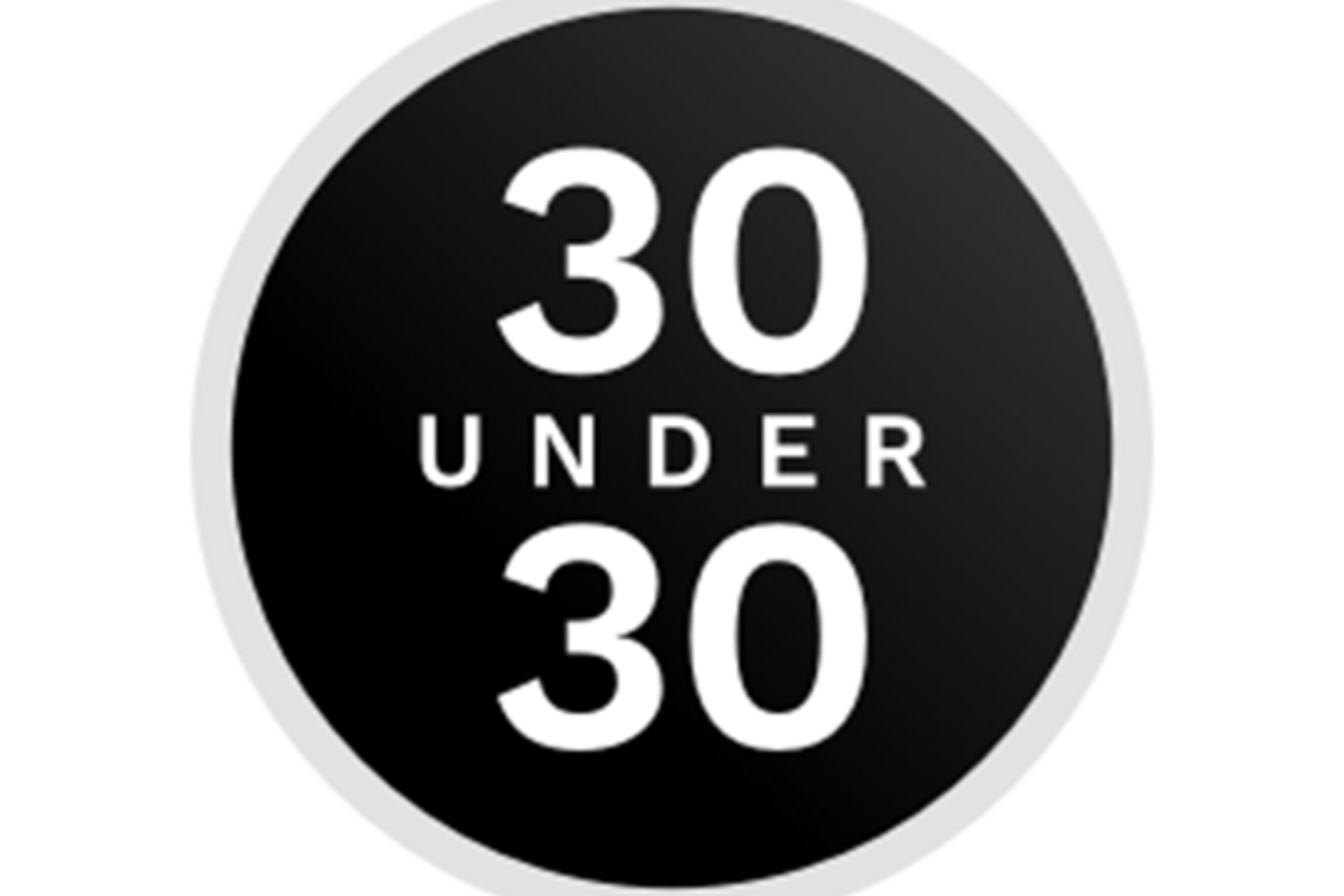 A black circle that says "30 under 30" in white text