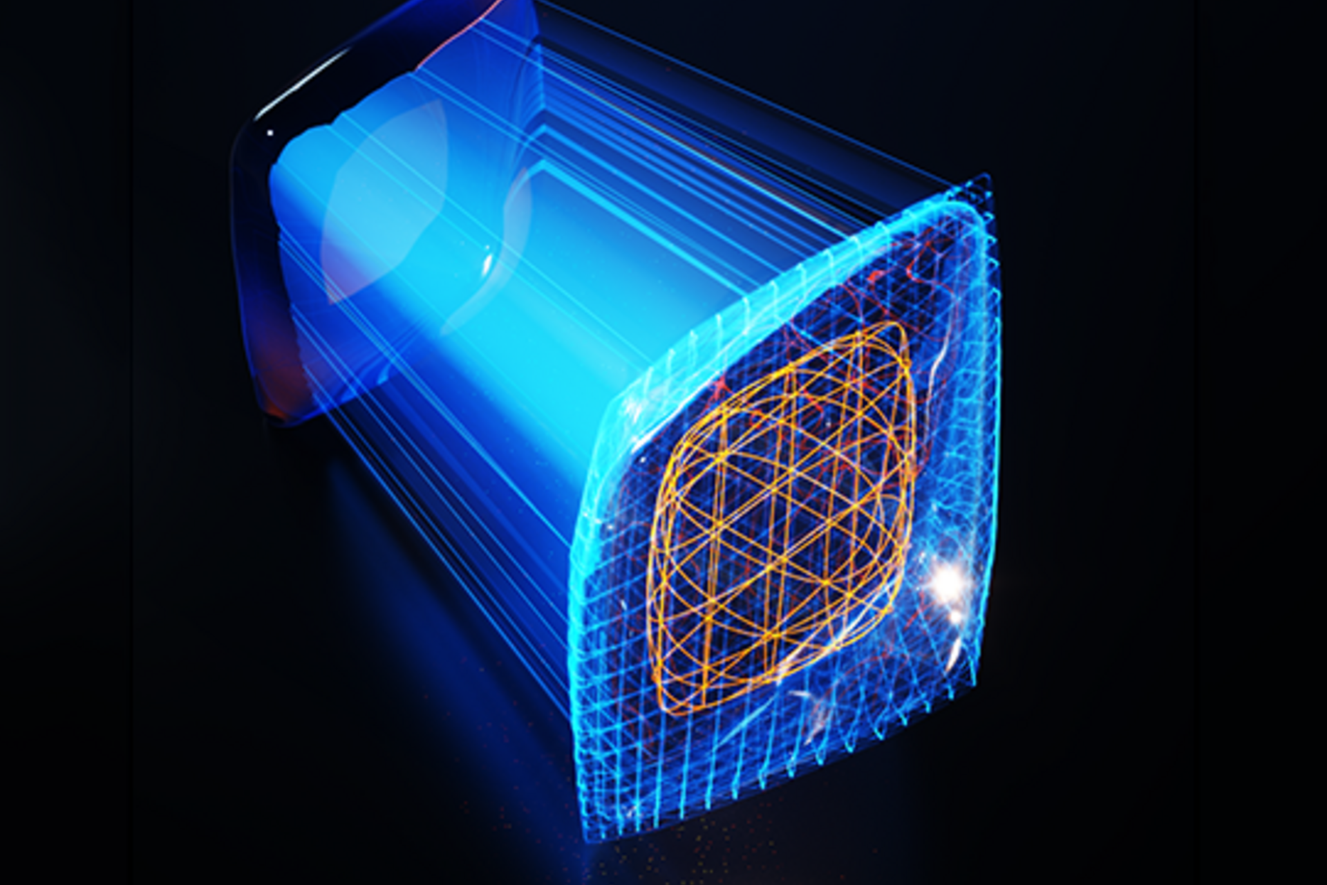 Artist’s rendition of a particle analyzed by a combination of machine learning, X-ray and electron microscopy.