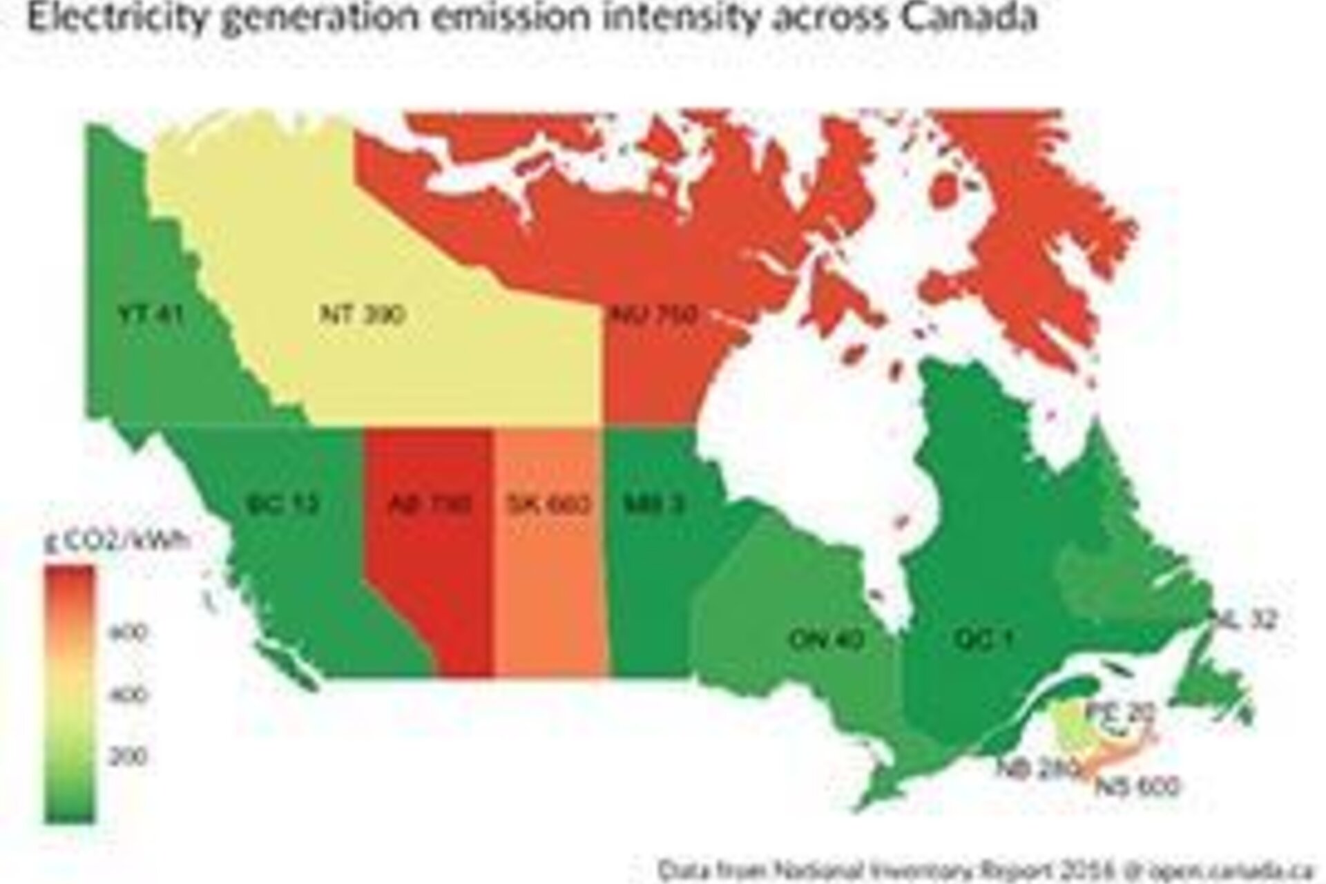 Canada carbon tax intensity map