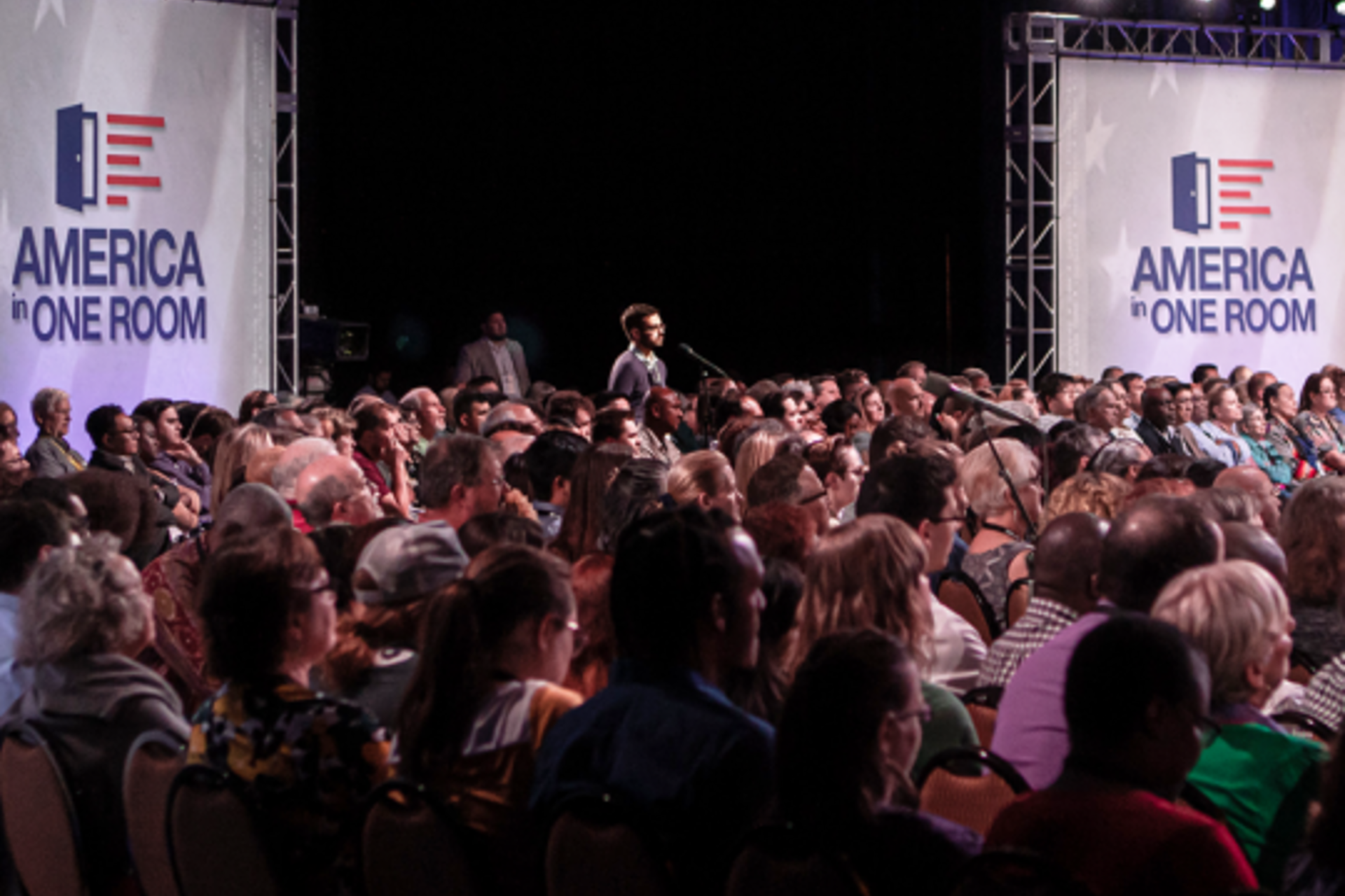 Many people at the America in One Room event