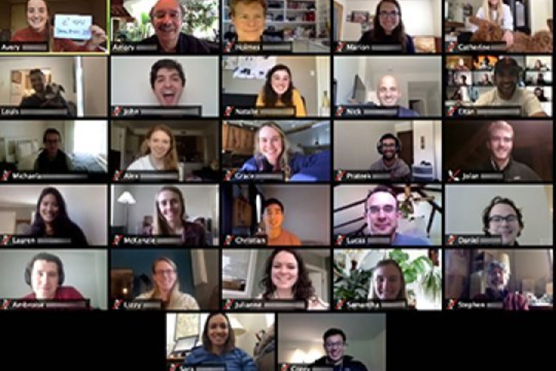 Students attending a spring break course over Zoom