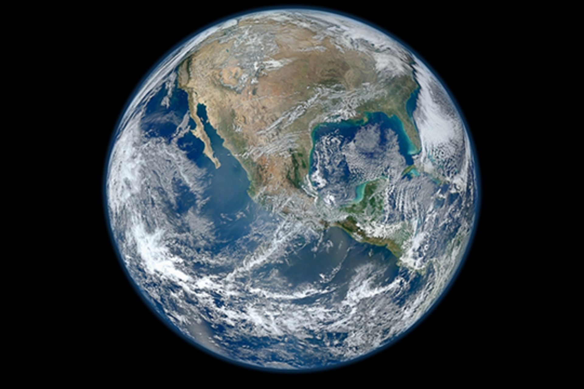  A composite image of the Earth taken from a satellite in 2012.