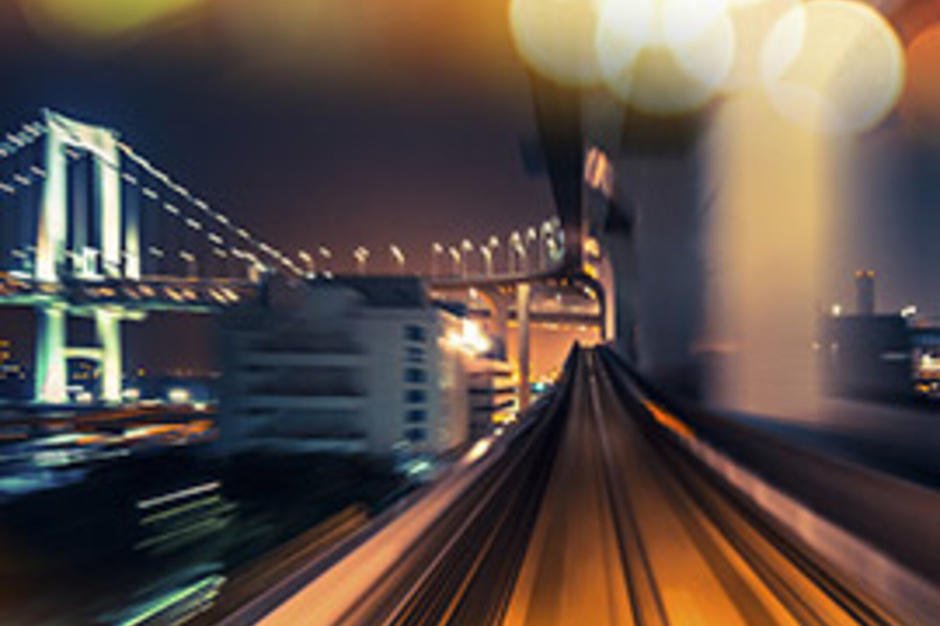 Train going through a city