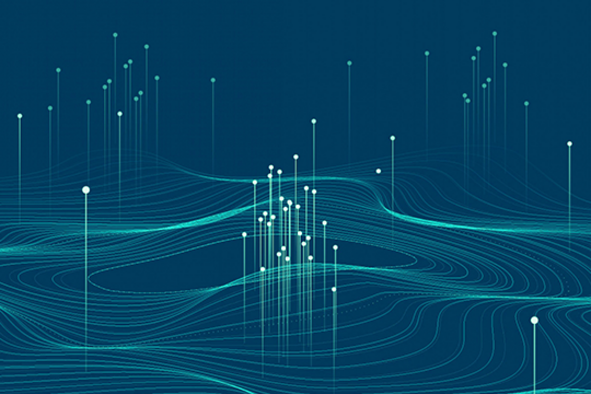 Illustration of a flexible material with pieces floating above it