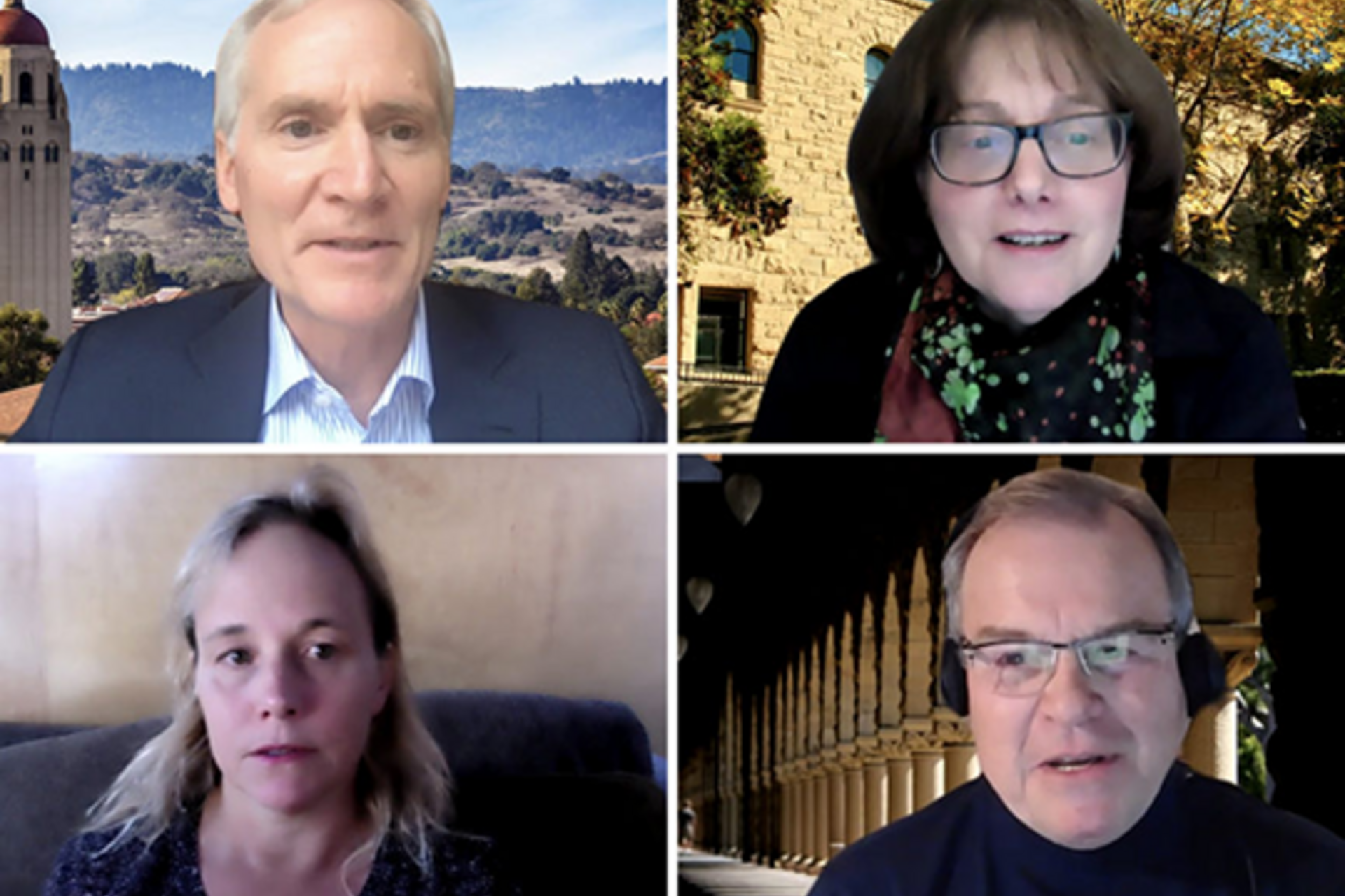 Marc Tessier-Lavigne talks virtually with other members of the Faculty Senate