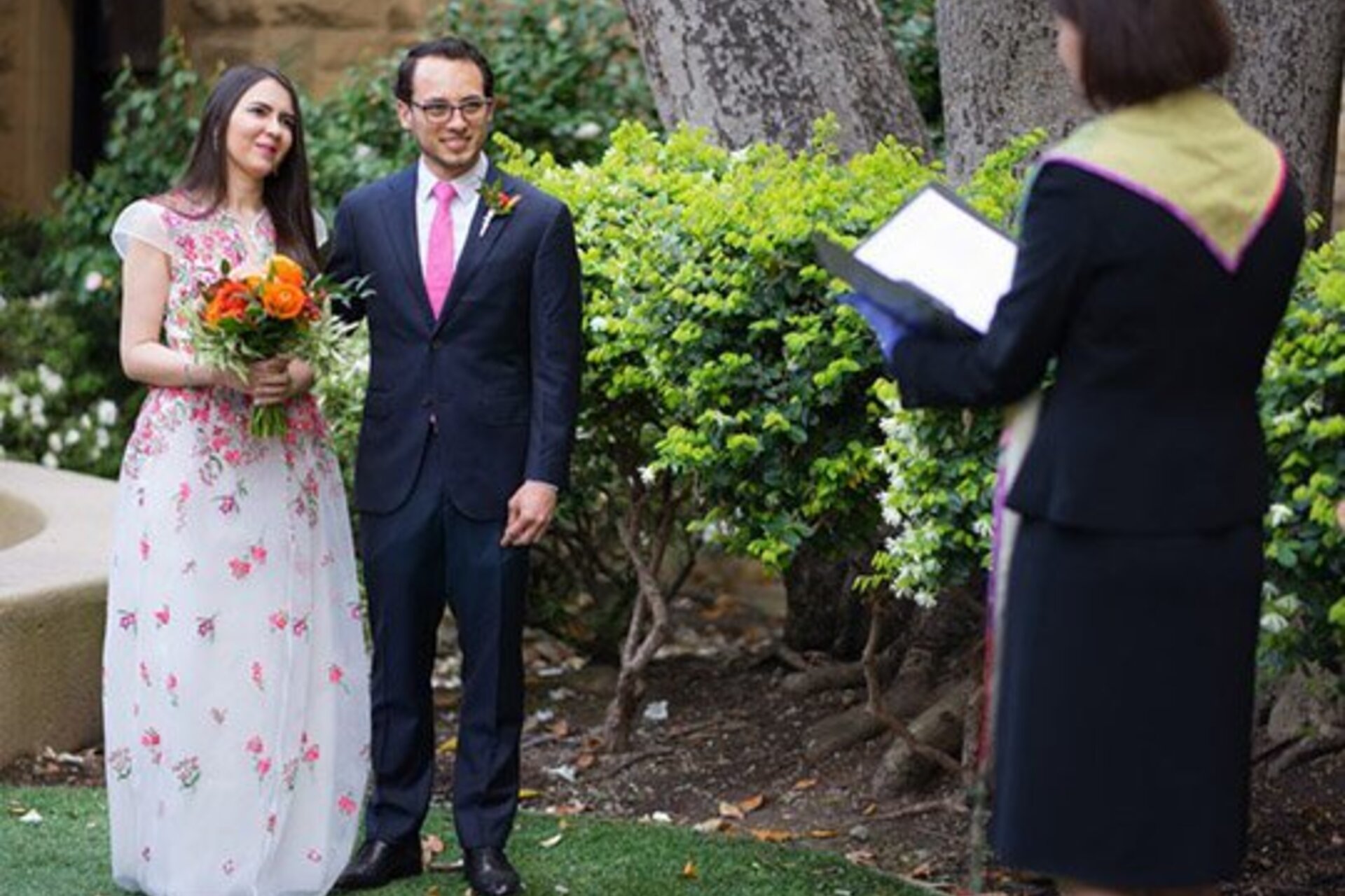Jimmy Rojas and Negin Heravi during their wedding ceremony