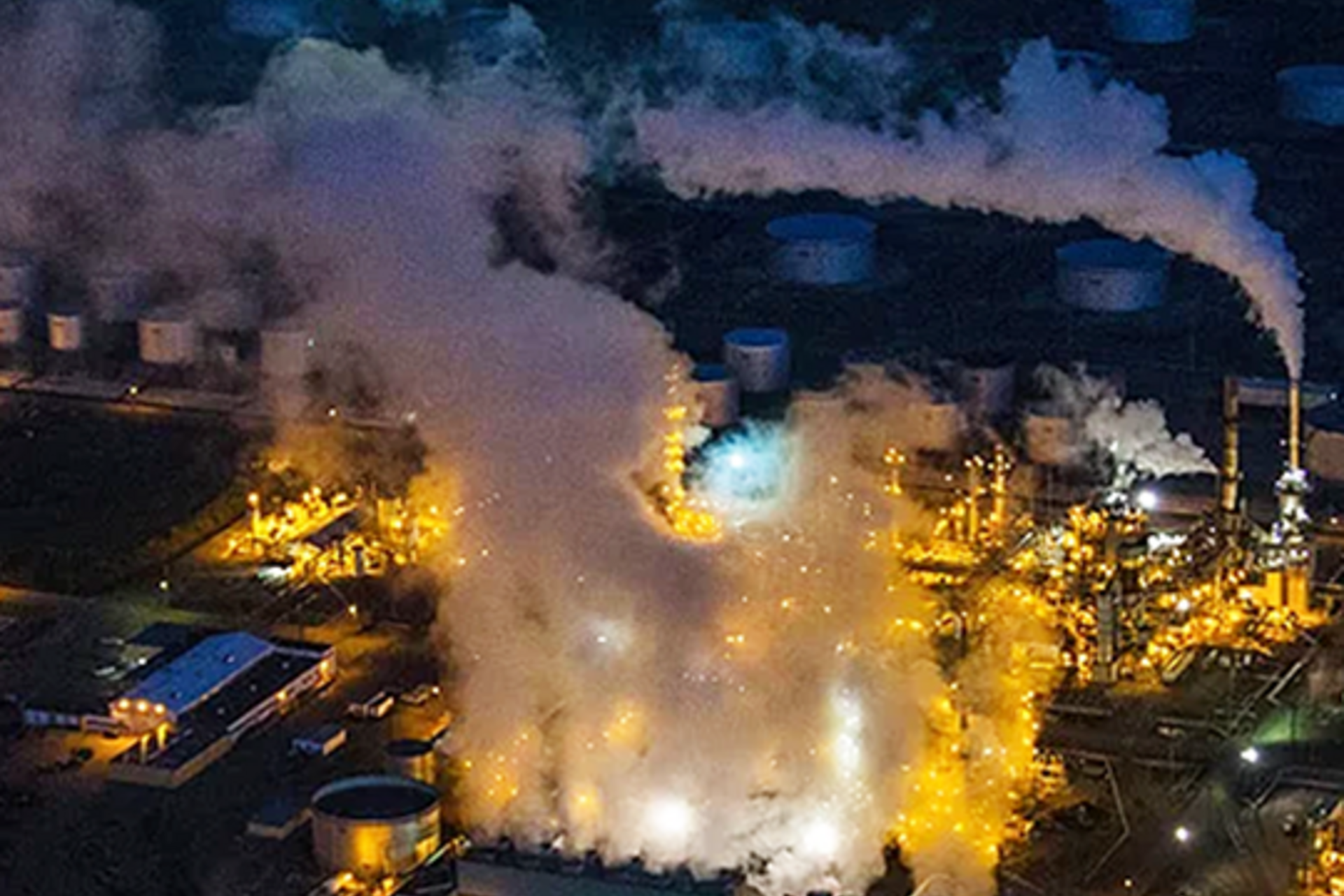 Methane emissions from a factory