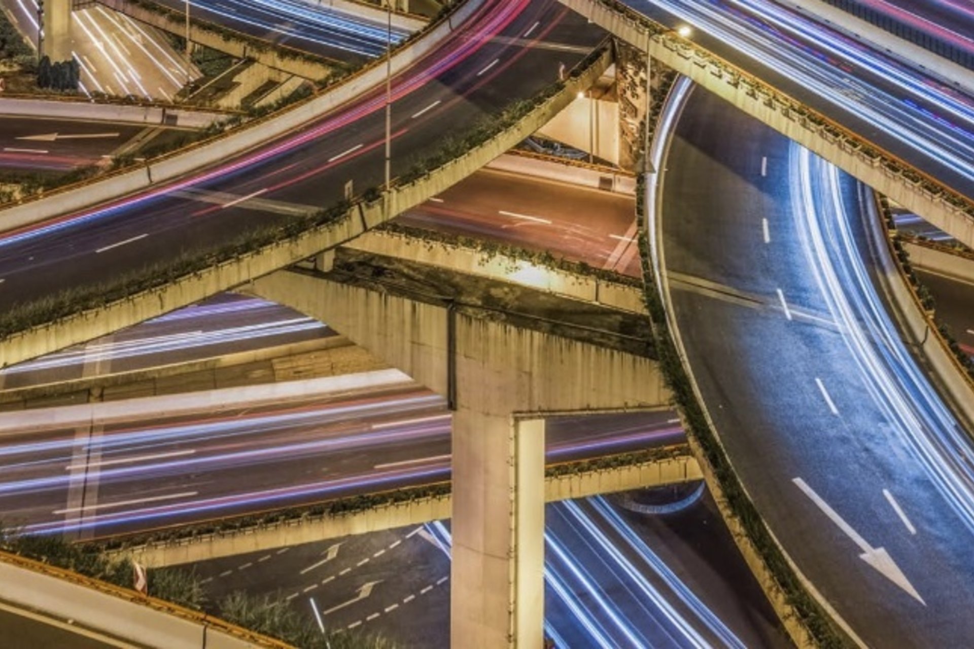 Aerial view of highways crisscrossing each other