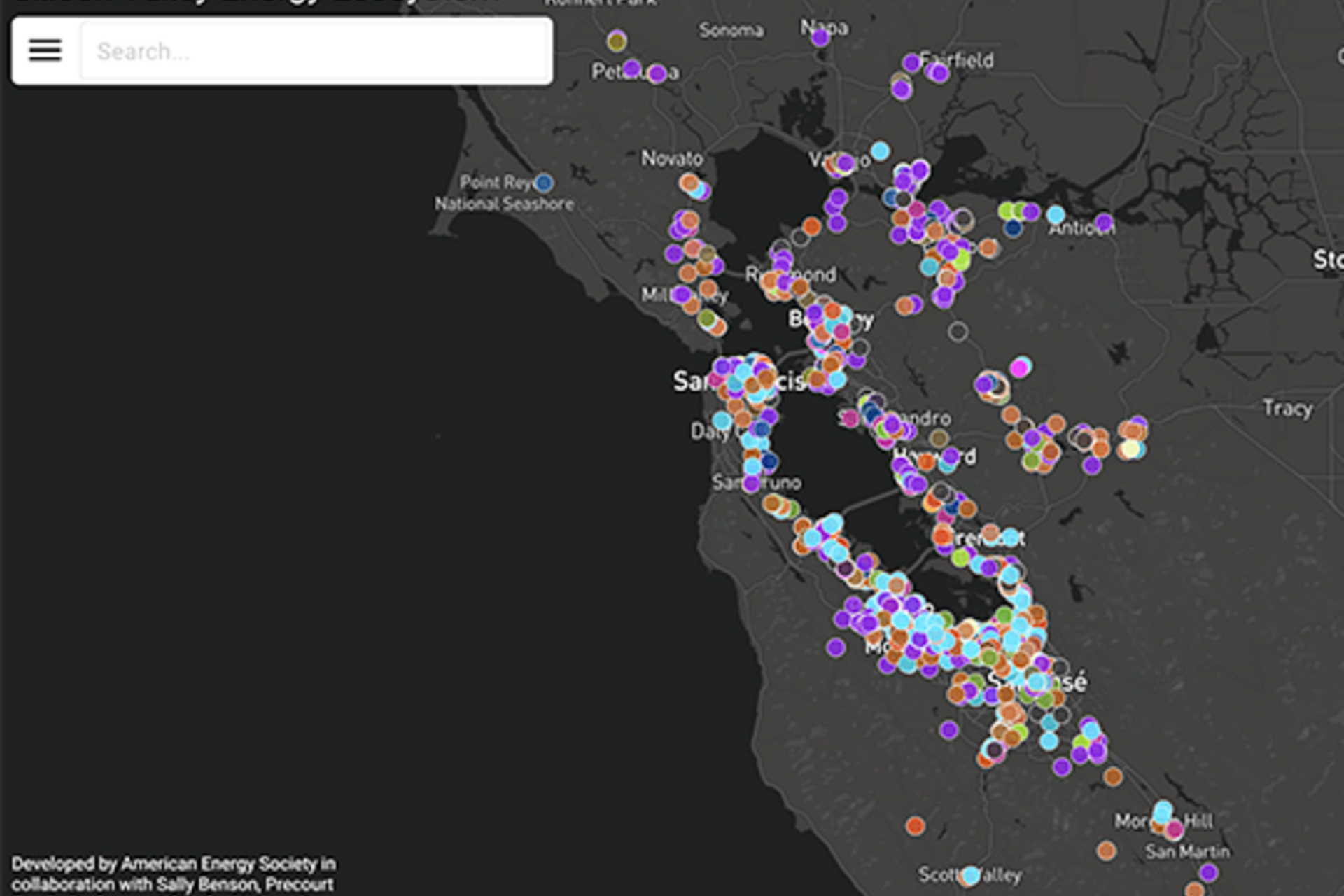 The 1,465 entities in the interactive Silicon Valley Energy Ecosystem map can be filtered by dozens of subsectors.