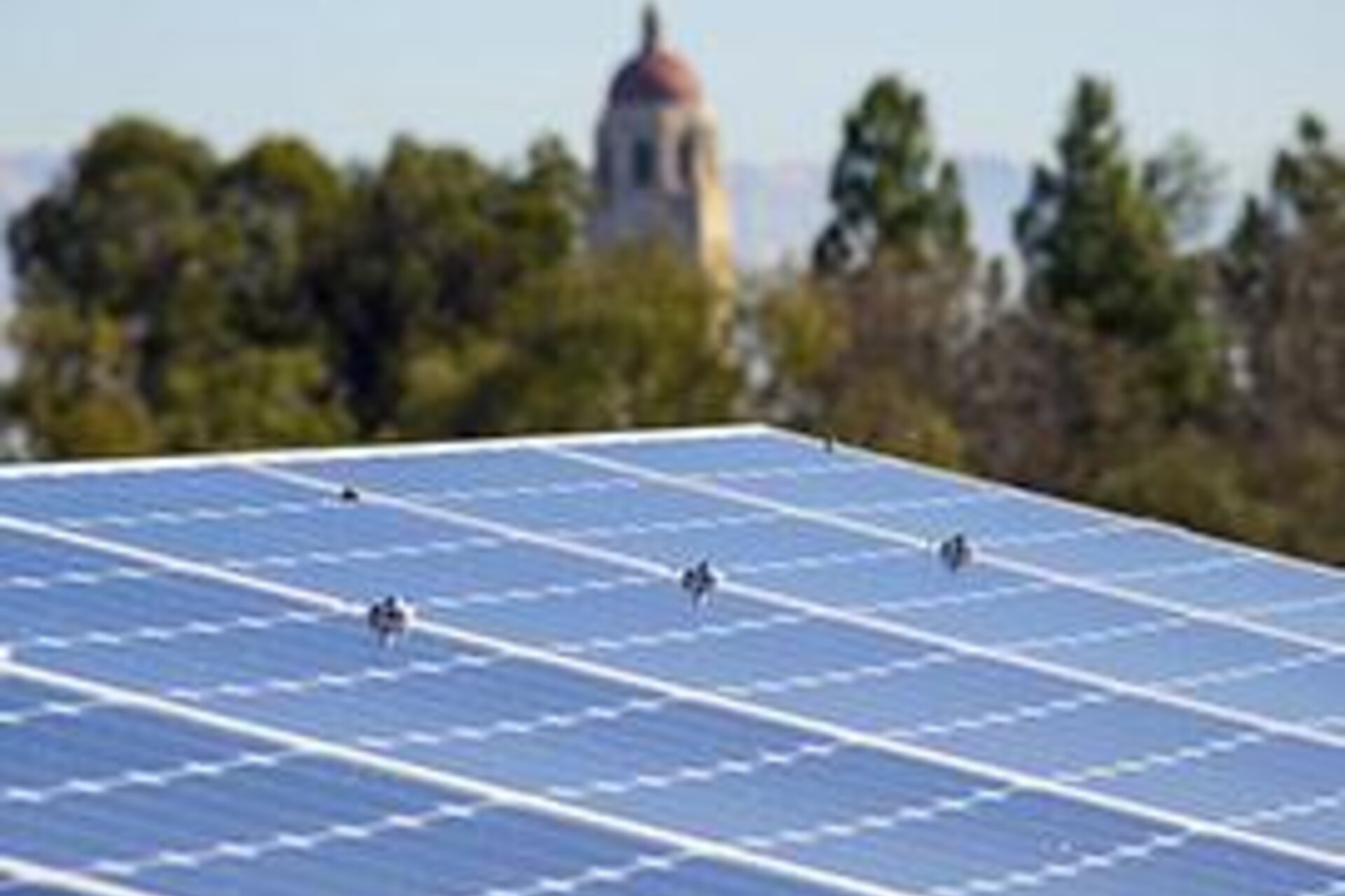 Solar panel with Hoover tower in the background