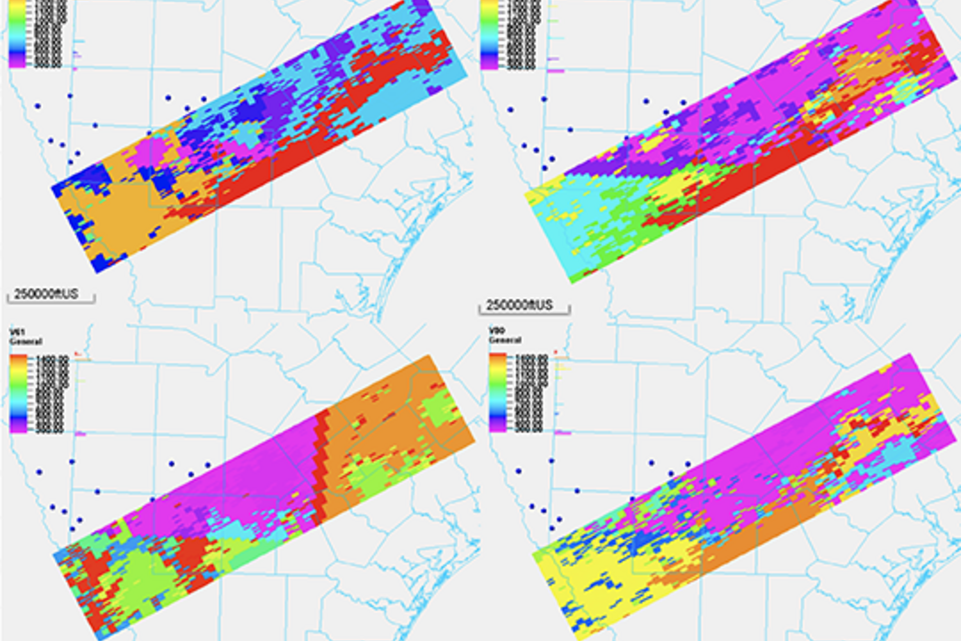 Colorful charts showing data related to Earth's subsurface