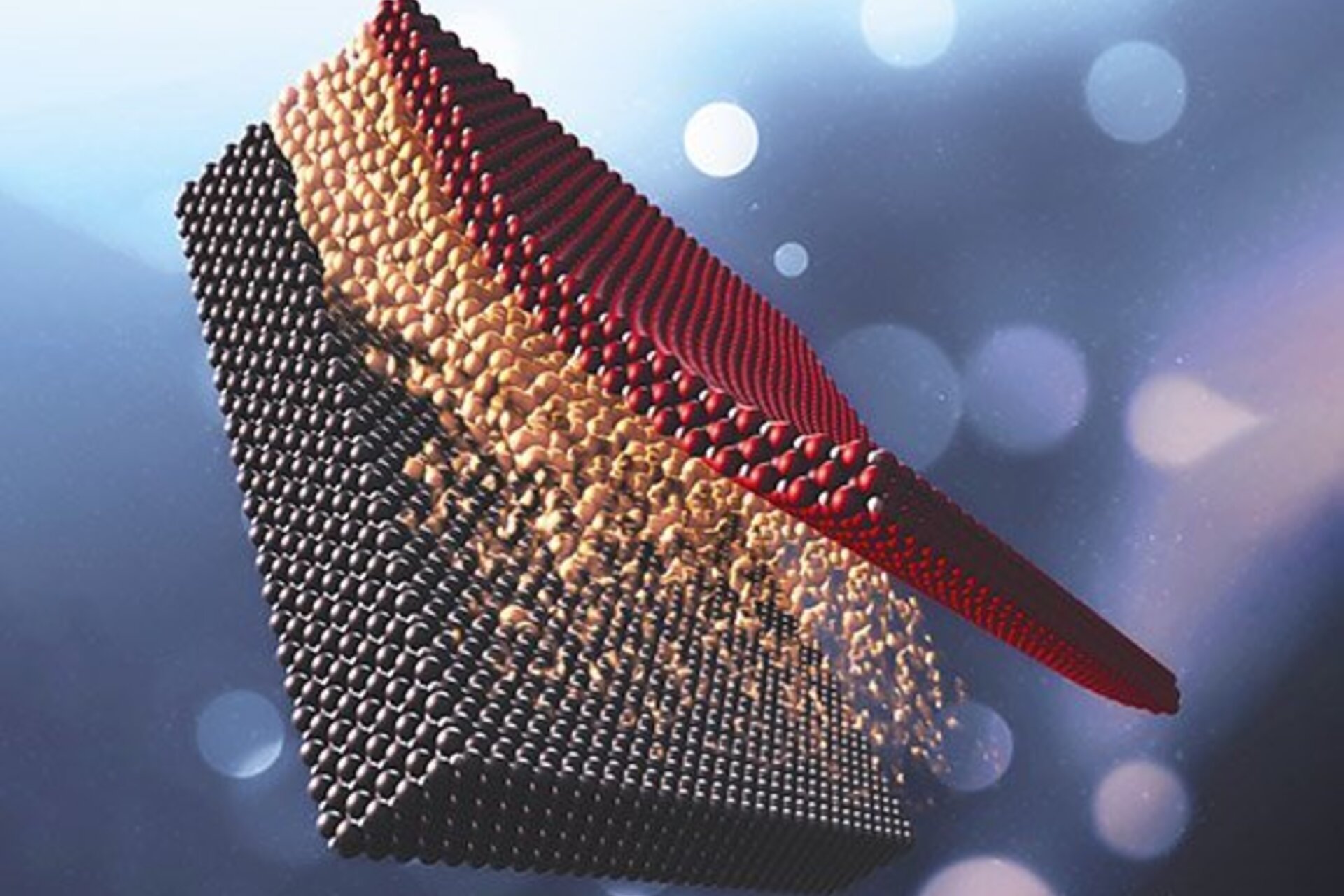 A super-thin, flexible membrane from a normally brittle oxide by growing it on a surface coated with a compound that dissolves in water. When the coating was dissolved, the membrane (dark red) floated free.