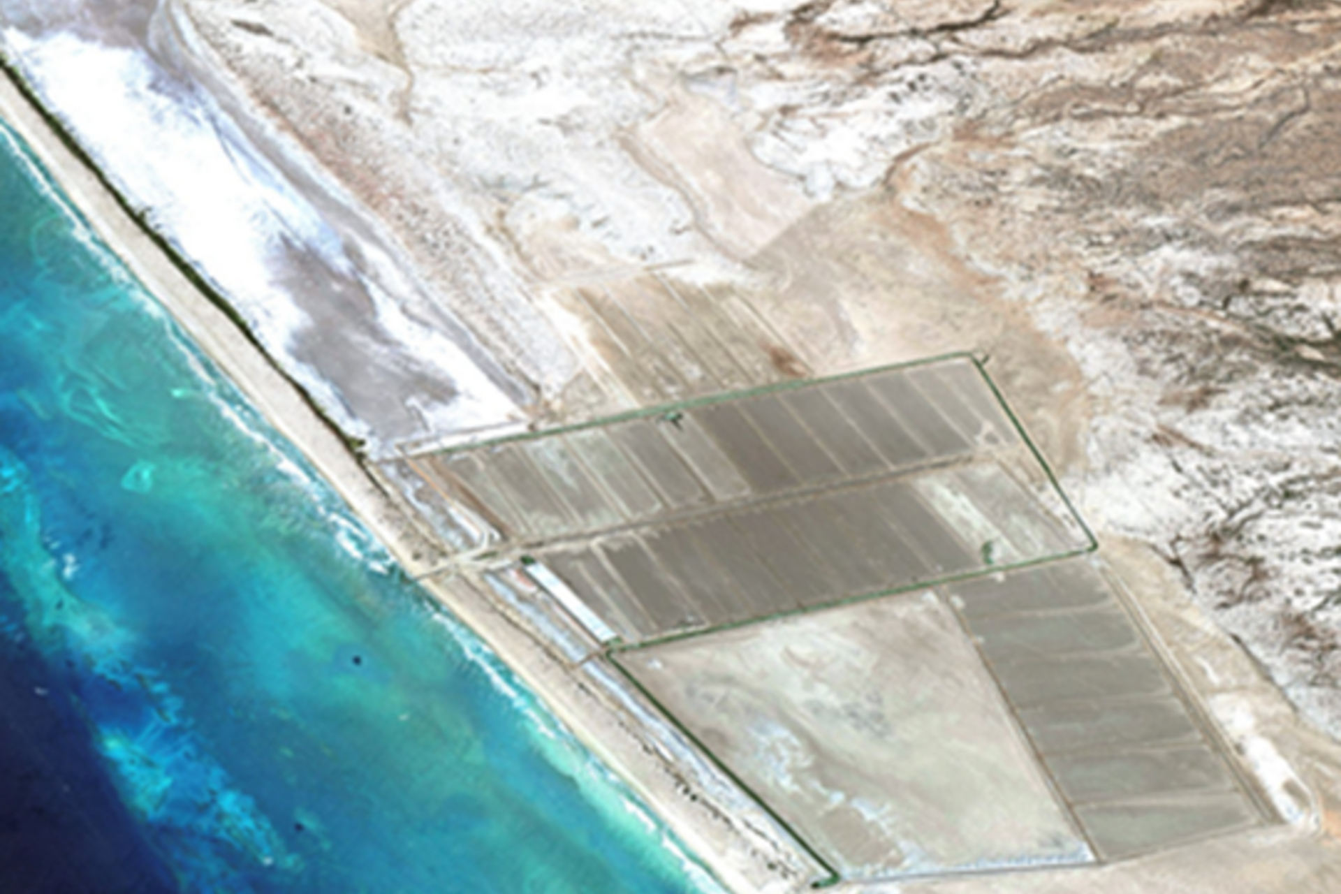 Aerial view of an area of land for restoration by the sea