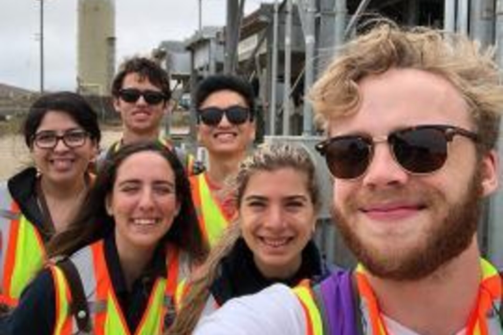The 2018 Energy Impact Summer Fellows visiting the Monterey Peninsula Landfill. Maritza Correa, Sean Hackett, David Yosuico, Nefeli Ioannou, Cami Tussie, Ben Demonbreun.