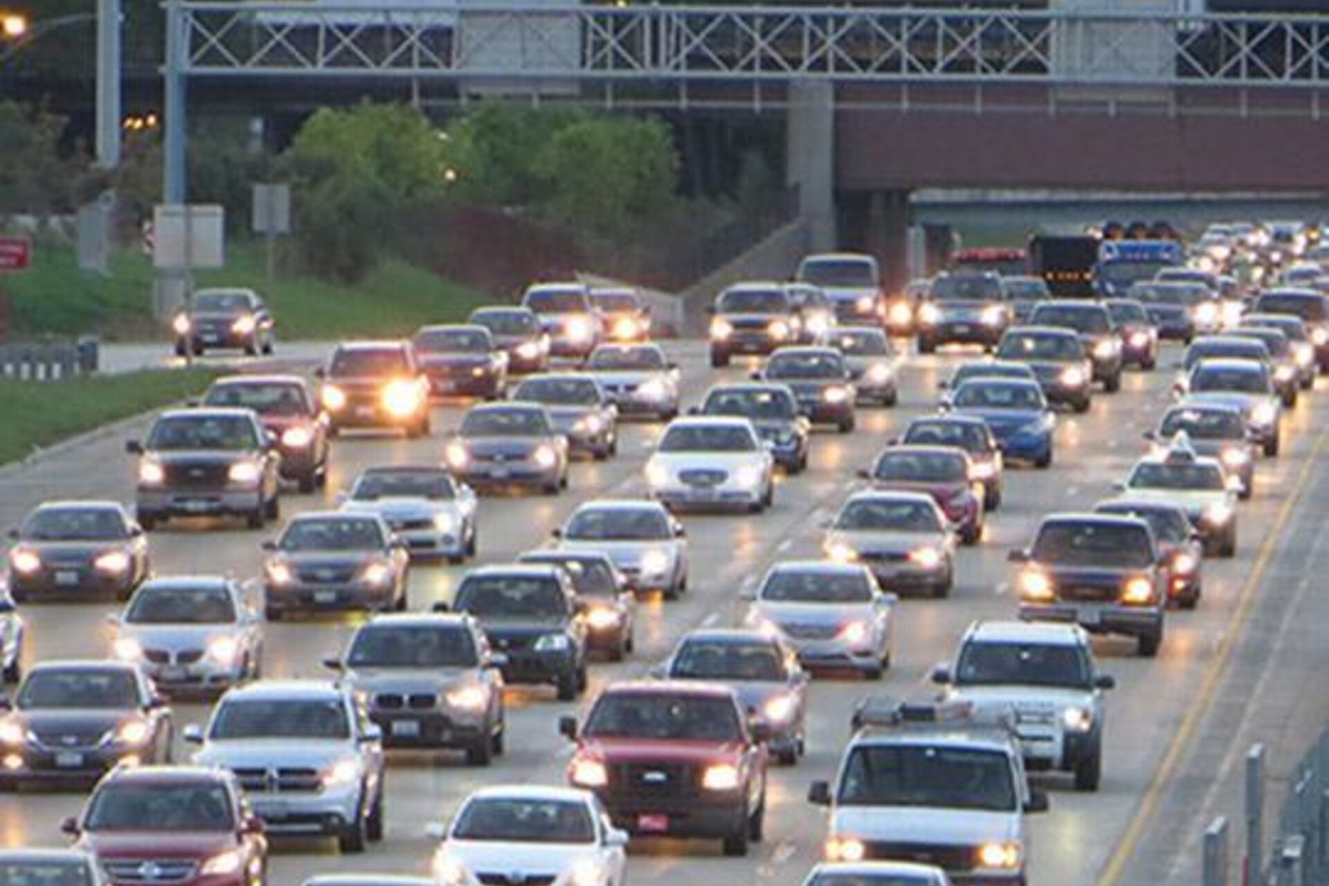 Heavy highway traffic in the evening