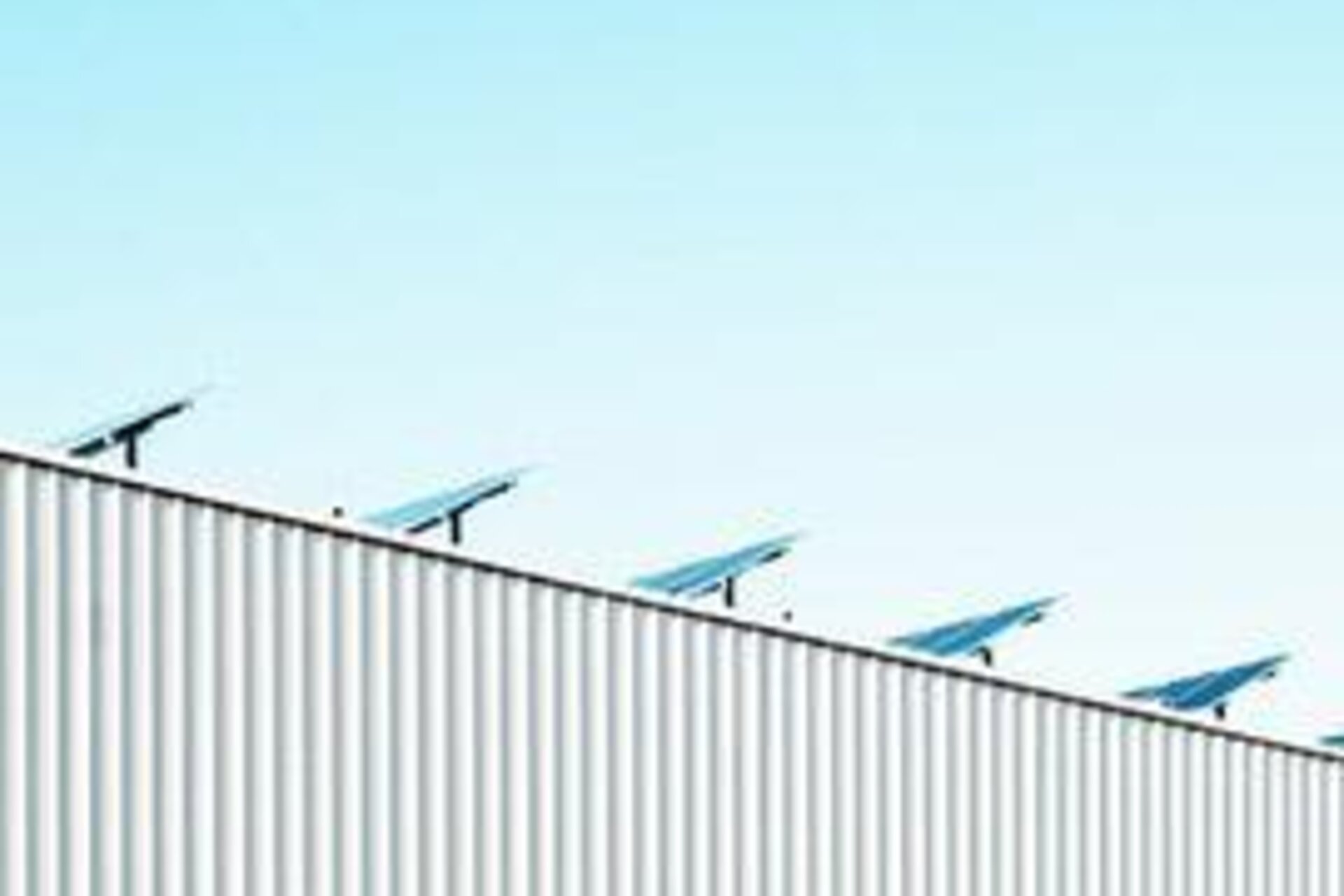 Side angle of solar panels on roof