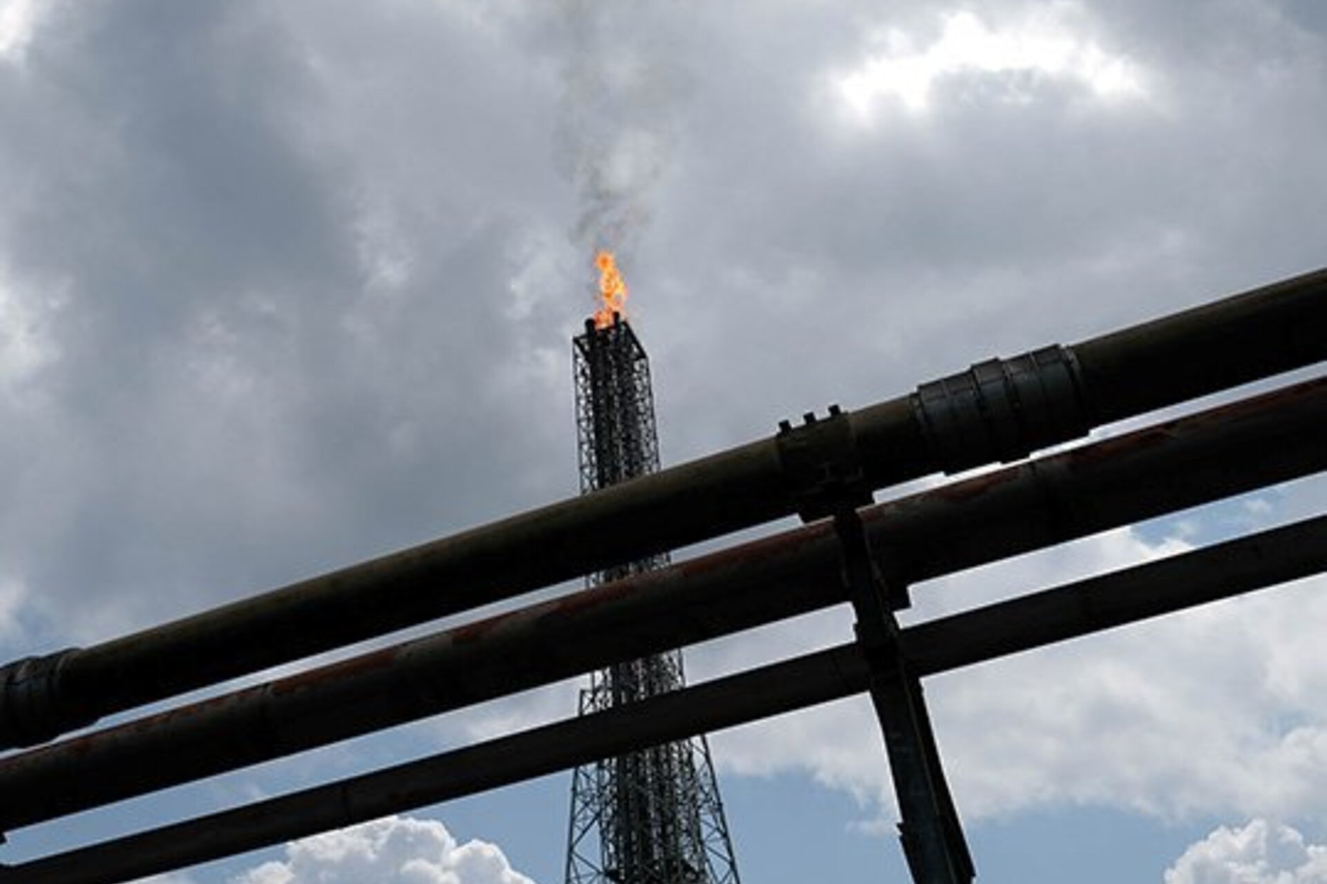 A tower flaring gas at an LNG processing plant in Nigeria