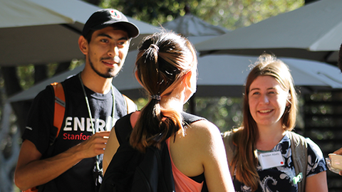 Stanford students interested in energy outside at summer conference