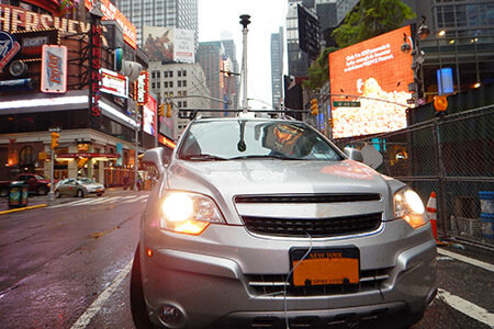 A specially-equipped car in downtown Manhattan