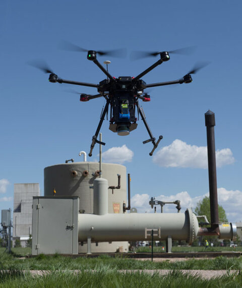 A drone sniffs for methane leaks in Colorado.