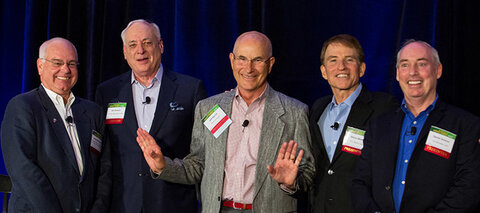 Lenny Mendonca and Dan Richard, moderator Jeff Byron, Steve Westly and Dan Schnur