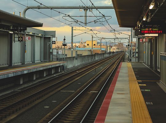 An empty railway station in Osaka, Japan in 2020.